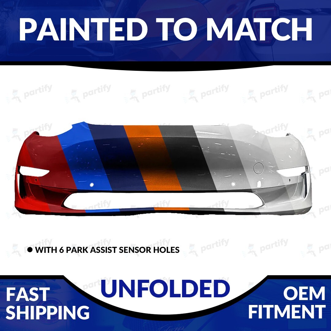NEW Painted to Match Front Bumper For 2017-2022 Tesla 3 With Sensor Ho