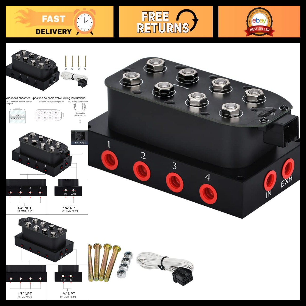 Universal 1/4 NPT 0-300 PSI Air Bag Suspension Control Valve for Auto & Motorcyc Universal 1/4 NPT 0-300 PSI Air Bag Suspension Control Valve for Auto & Motorcyc