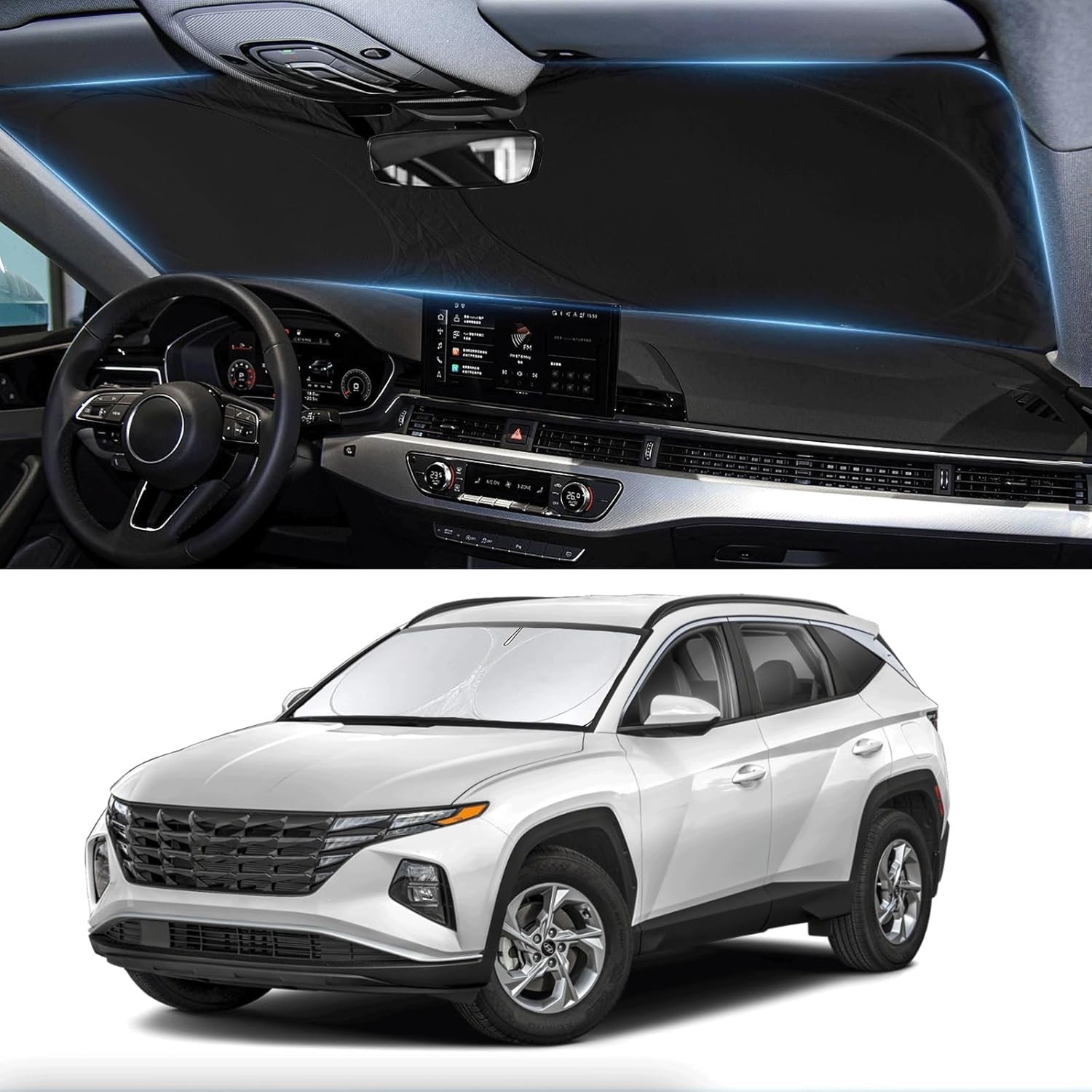 Custom Fit Tucson Windshield Sunshade for Hyundai Tucson 2022-2026 Front Wind...
