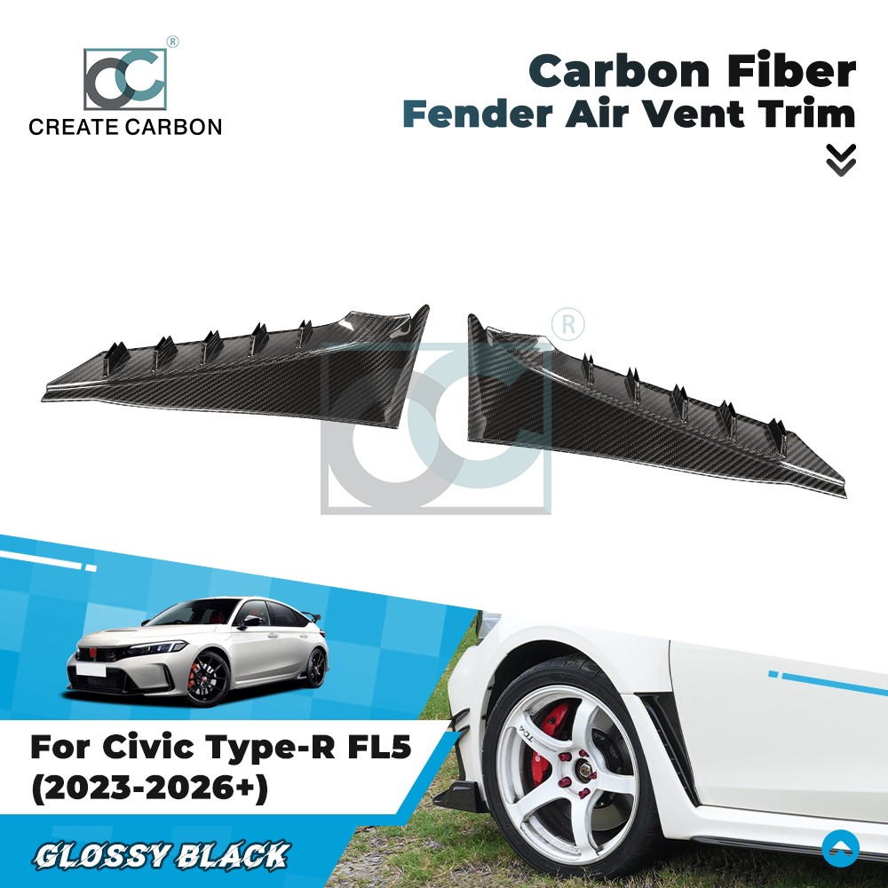2pcs Dry Carbon Fiber Side Fender Cover For 11th Civic Type R FL5 2023-2026