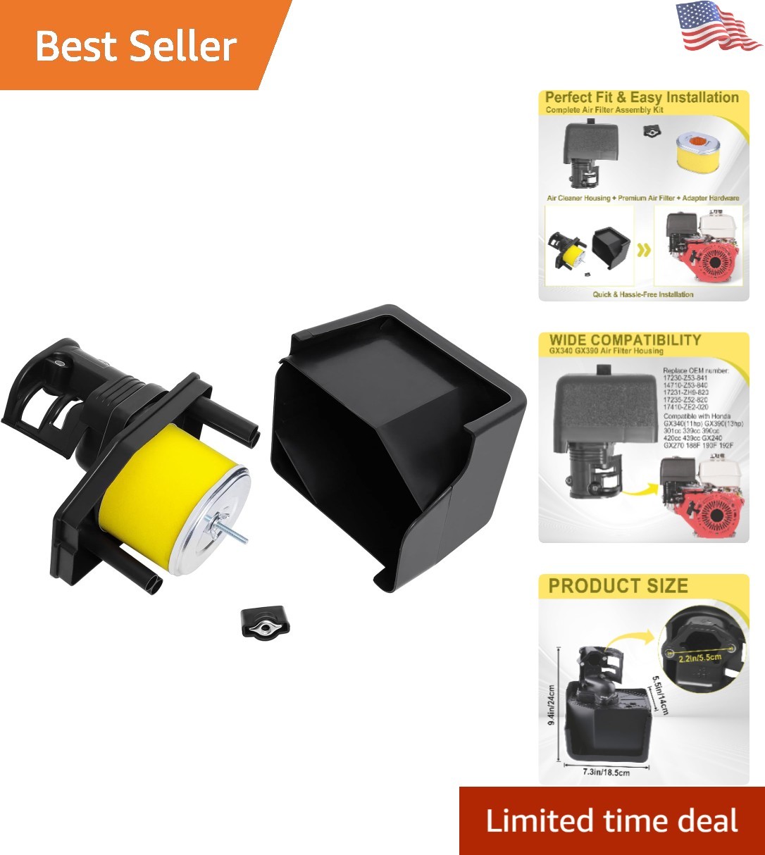 10-Piece Air Filter Housing Cover Cleaner Assembly for Universal Fit Vehicles