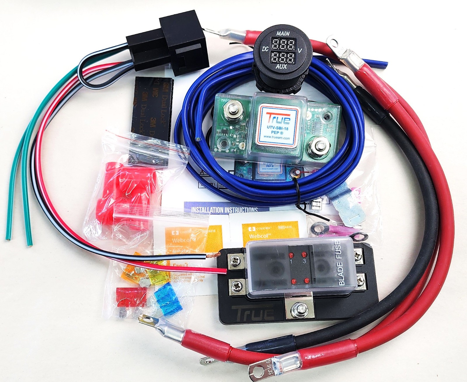 True UTV-SBI-CMFB Dual Battery Isolator Connect, Monitor, FuseBlock Kit for UTVs