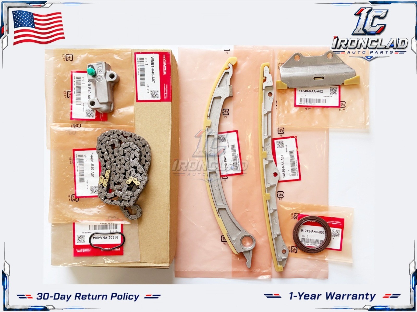 7PCS Timing Chain Kit For 2010 2011 2012 2013 2014 CR-V Honda 2.4L 14401-R40-A01