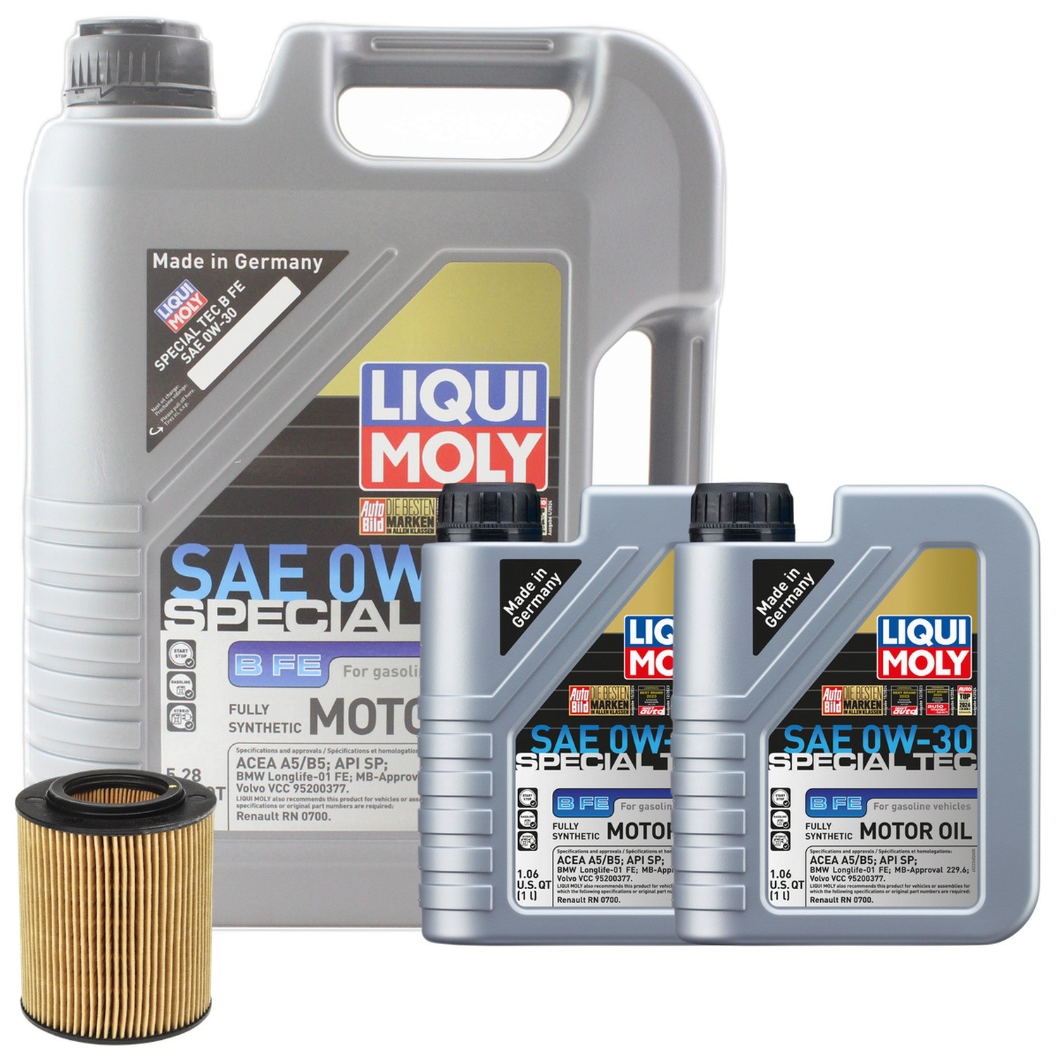 7L Liqui Moly Special Tec B FE 0W-30 Mahle Engine Oil Change Kit for E36 E60 RWD