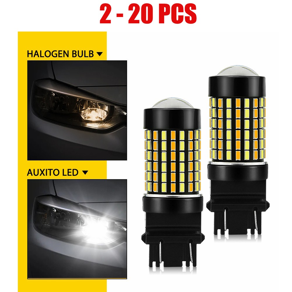 2-20x AUXITO 3157 Switchback White-Amber Color Turn LED Bulb Light No Hyperflas