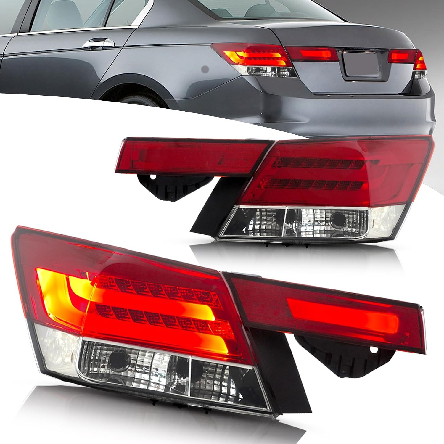 VLAND 4PCS Red LED Tail Lights Fit 2008-2012 Honda Accord Sedan Rear Lamps VLAND 4PCS Red LED Tail Lights Fit 2008-2012 Honda Accord Sedan Rear Lamps