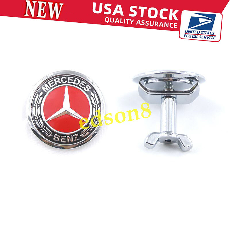 Front Hood Ornament Flat Star Emblem Red For Mercedes-Benz W203 Old C Class