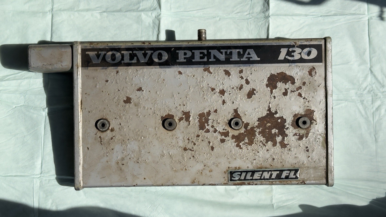 Volvo Penta AQ130 Silent Flo Air Silencer Flame Arrestor Dual Carburetor Vintage Volvo Penta AQ130 Silent Flo Air Silencer Flame Arrestor Dual Carburetor Vintage
