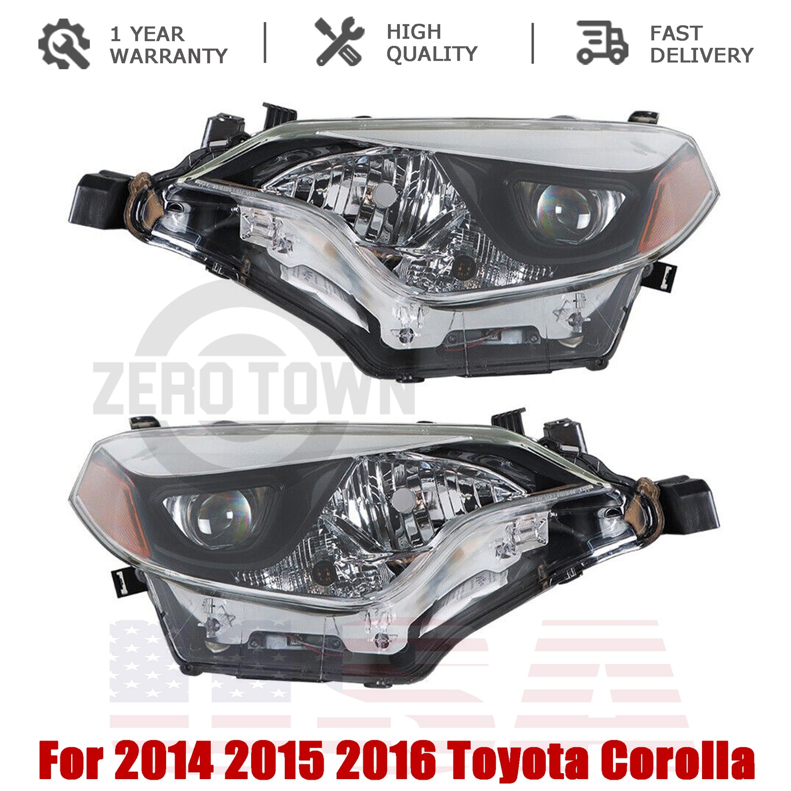Headlights For 2014 2015 2016 Toyota Corolla Headlamps Left+Right SET Head Light Headlights For 2014 2015 2016 Toyota Corolla Headlamps Left+Right SET Head Light