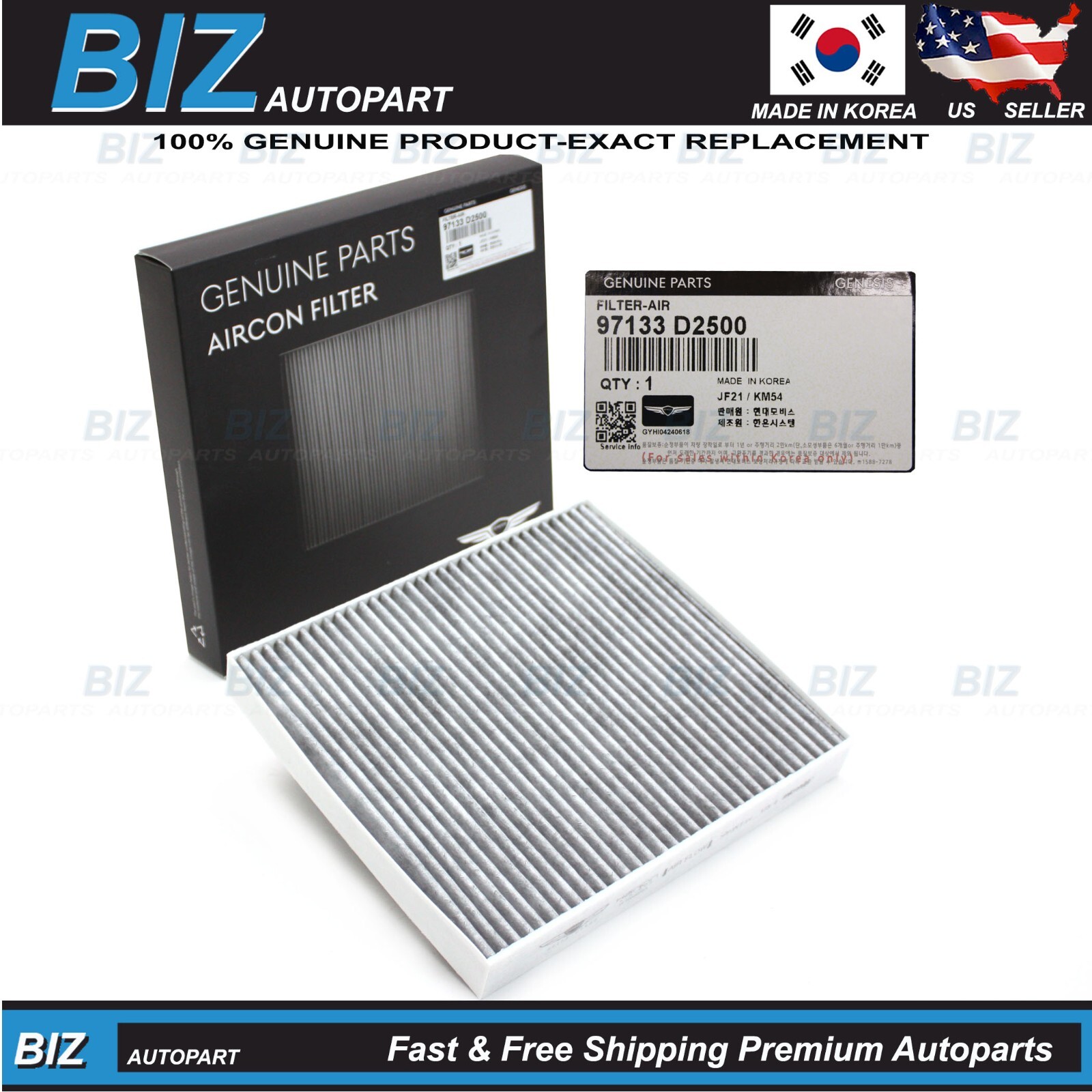 Genuine Cabin Air Filter for 17-22 Genesis G70 18-20 G80 17-22 G90 97133-D2500