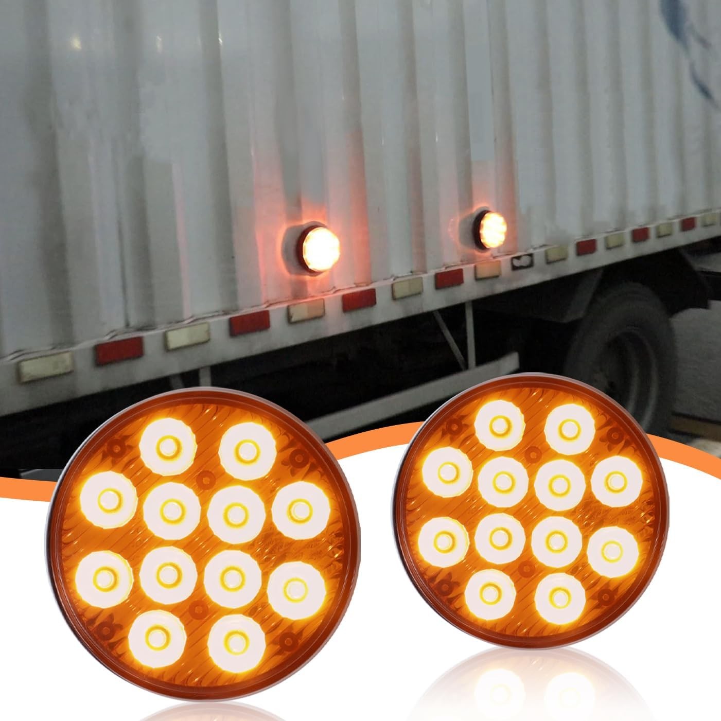 Pair Amber Magnetic Rechargeable Strobe Warning Beacon For Truck Trailer Coach