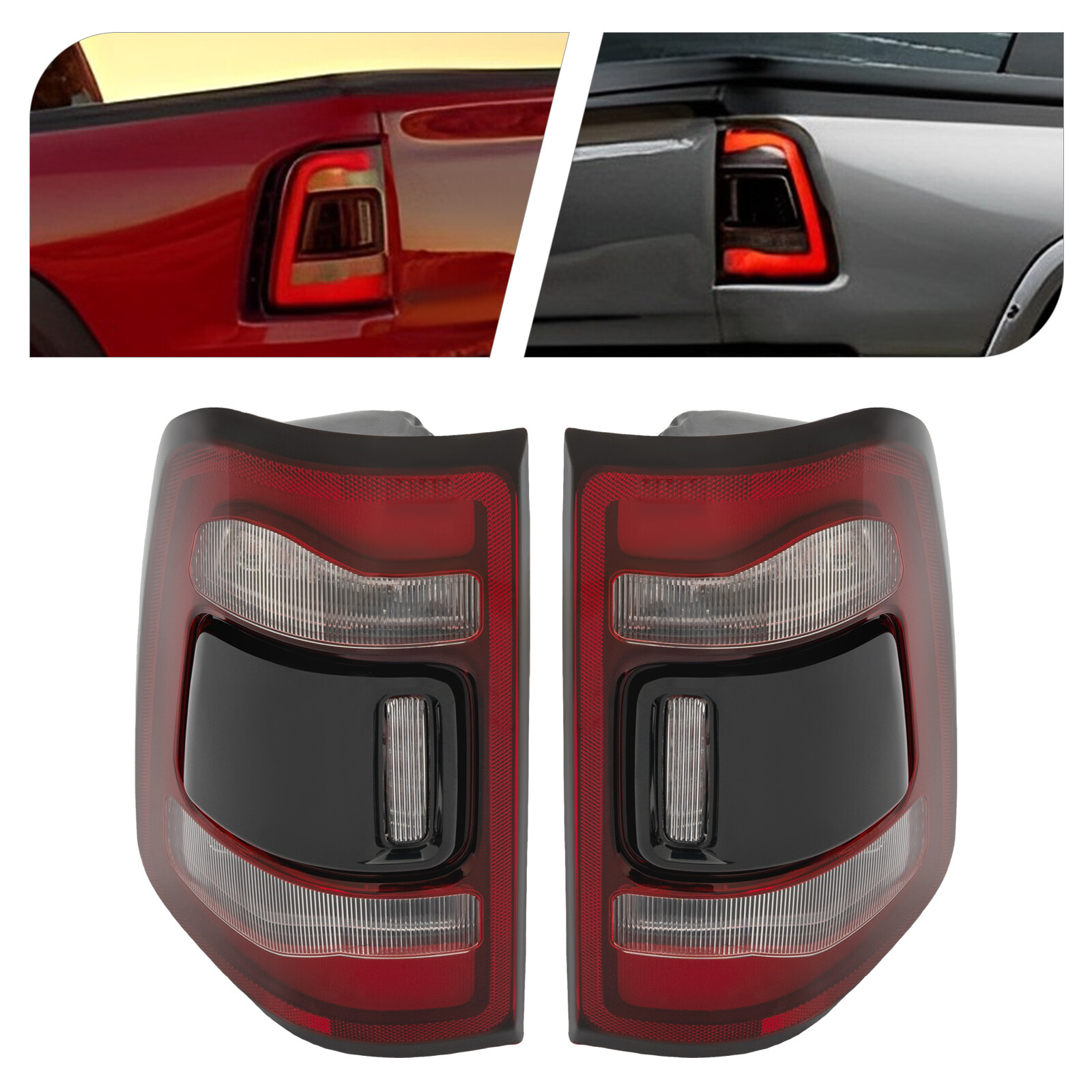 For 2019-2022 Ram 1500-LED Tail Lights with Blind Spot Rear LED Lamps Left+Right