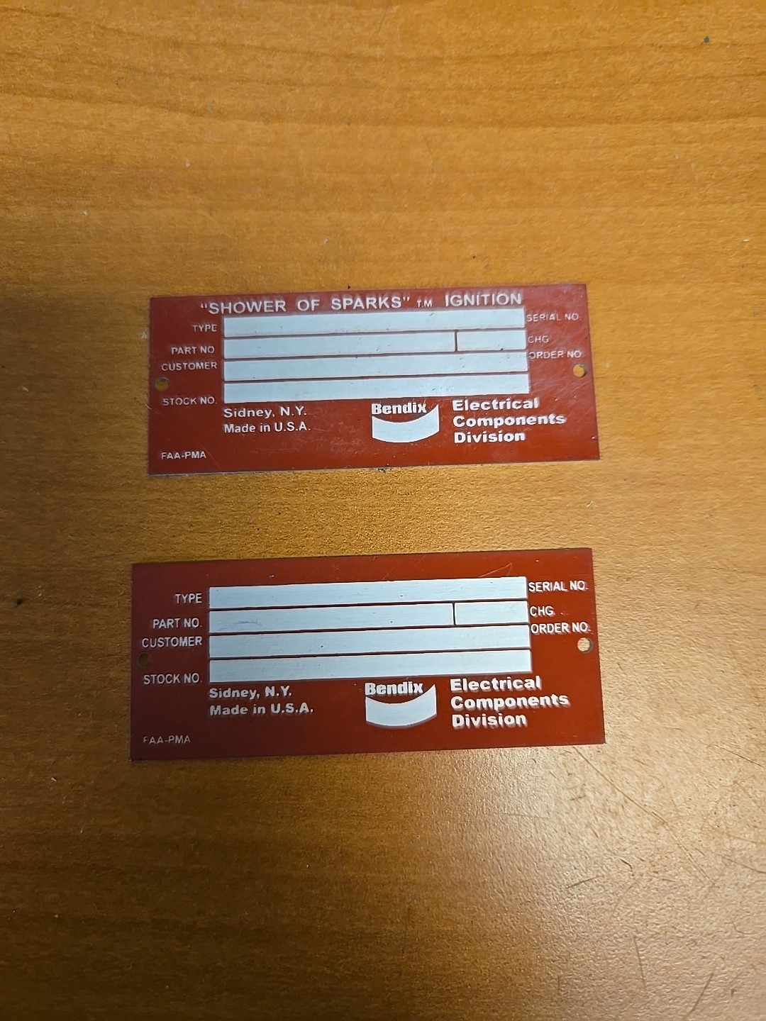 Bendix Magneto Blank Data Plates Lot Of 2 Bendix Magneto Blank Data Plates Lot Of 2