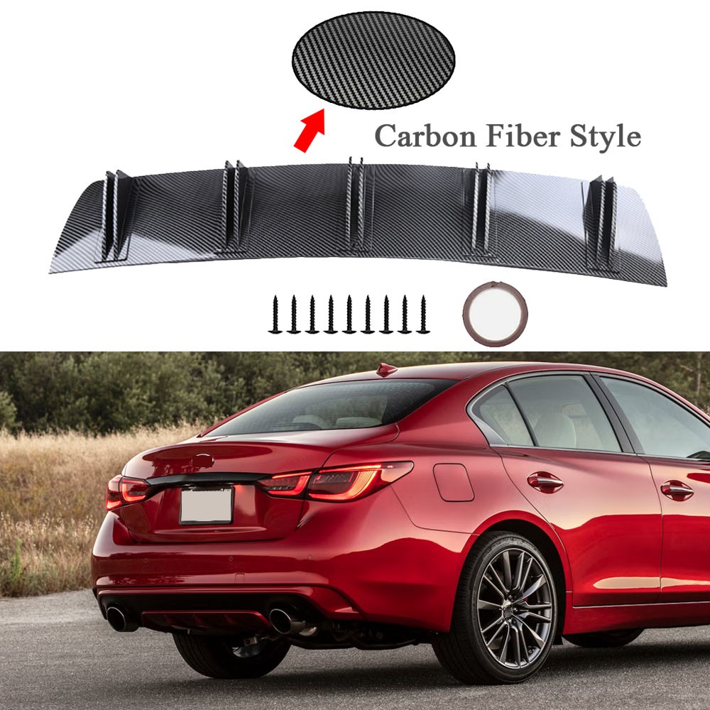 For Infiniti Q50 Rear Bumper Diffuser Spoiler Lip Splitter Carbon Fiber Style