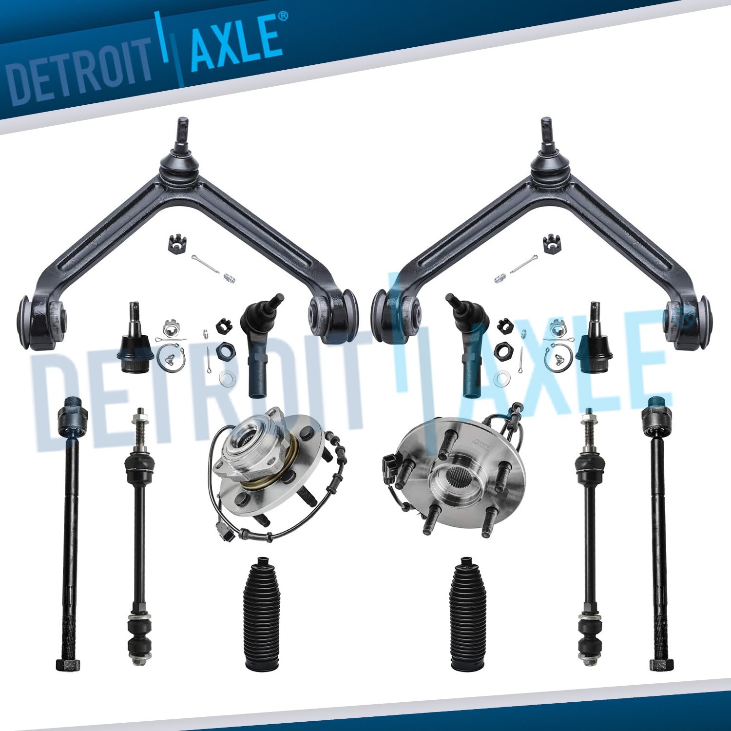 4WD Front Upper Control Arms Wheel Hubs Suspension Kit for 2002 2003-05 Ram 1500