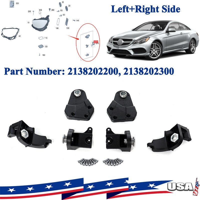 For 2016-19 Benz W213 Headlight Bracket Repair Kit A2138202200,A2138202300 Pair