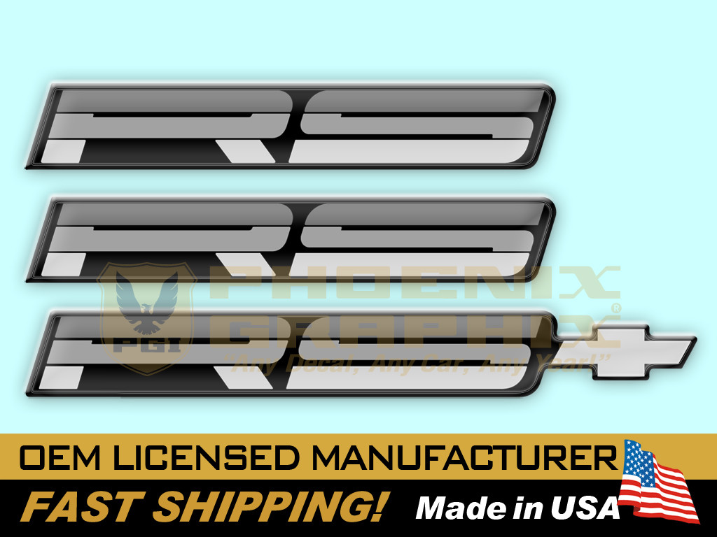 1989 1990 Camaro RS Rally Sport Domed Decal Emblems Kit