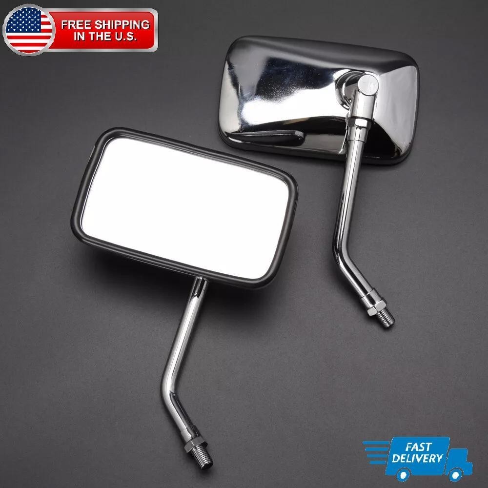 Pair Chrome Motorcycle 10mm Rearview Side Mirrors For Honda Suzuki Kawasaki Bike