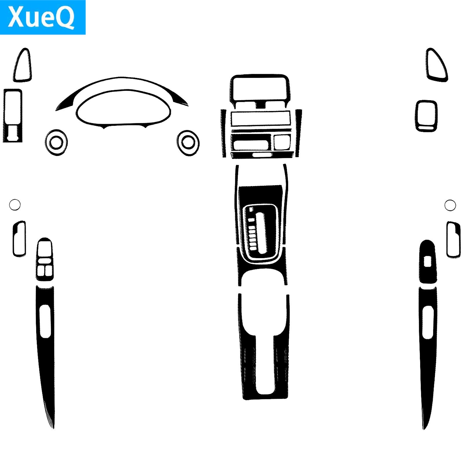 37Pcs Glossy Piano Black Kits Full Interior Trim For Acura Integra Coupe 1994-01