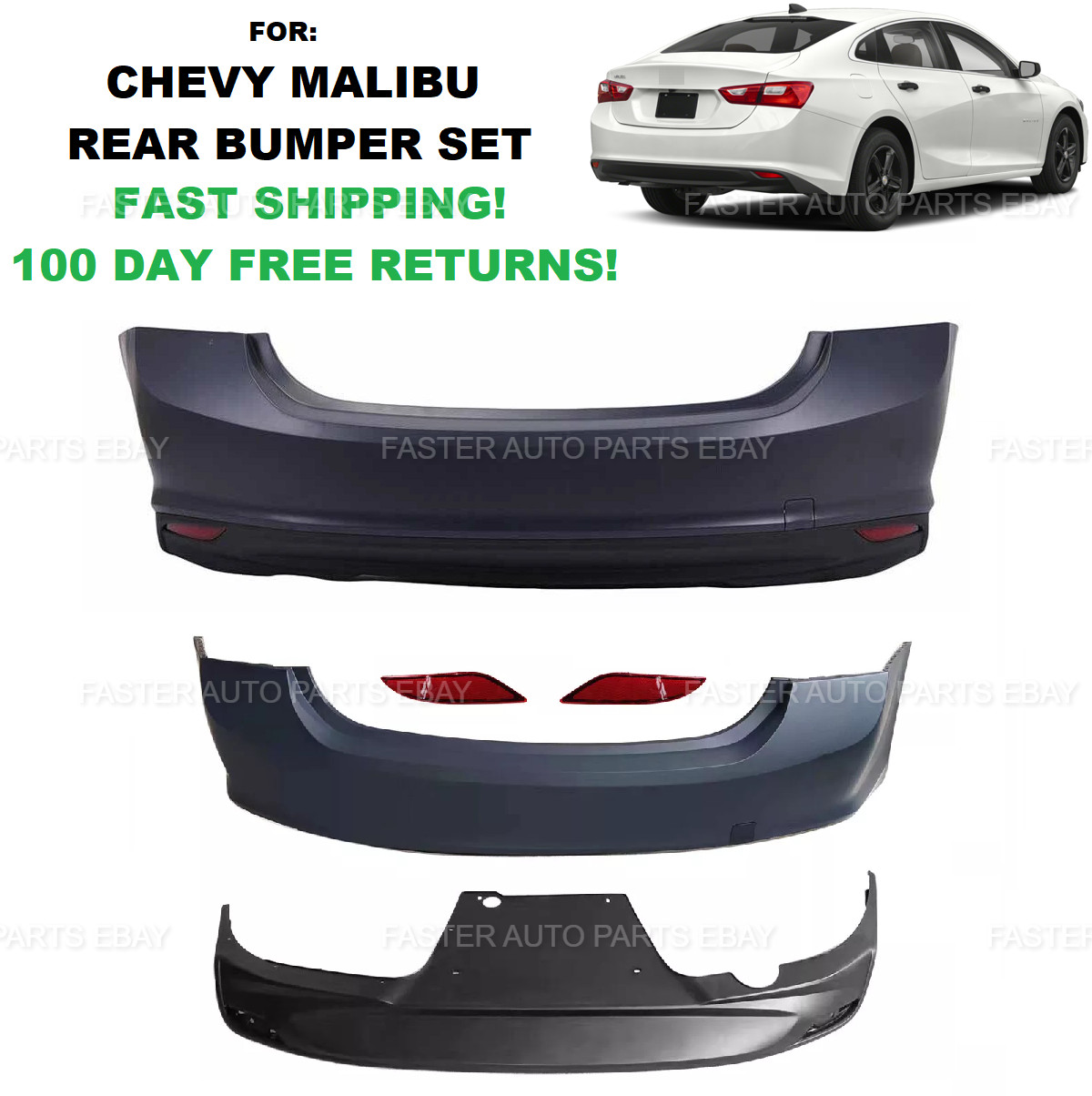 FOR 2016-2020 Chevy Malibu Rear Upper Lower Bumper FOR 2016-2020 Chevy Malibu Rear Upper Lower Bumper