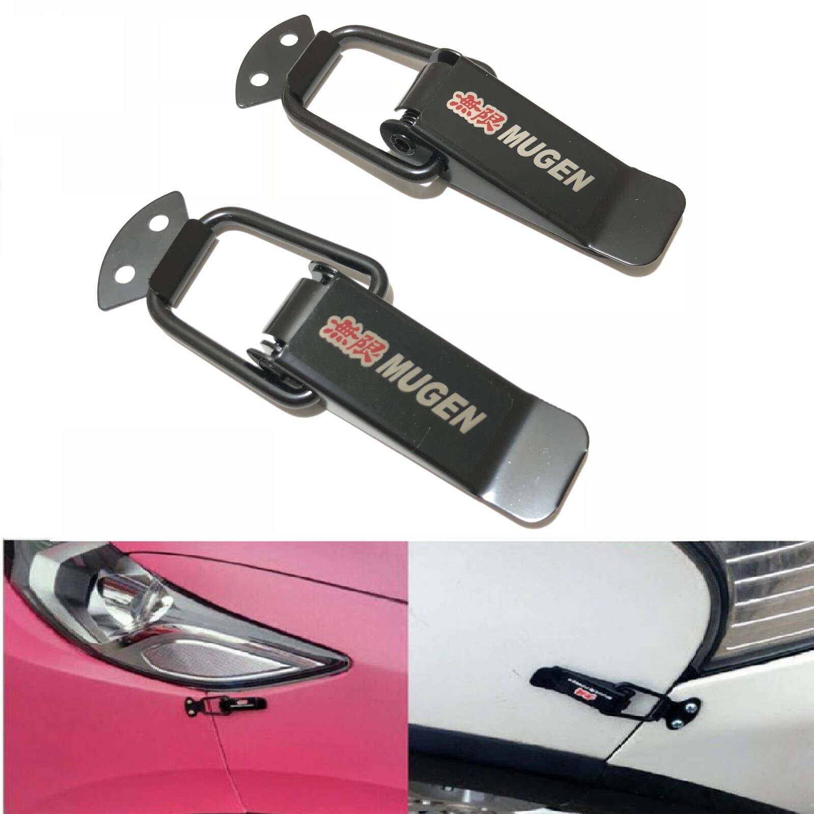 2x MUGEN Black Quick Release Fasteners for Car Bumpers Trunk Fender Hatch Lids 2x MUGEN Black Quick Release Fasteners for Car Bumpers Trunk Fender Hatch Lids