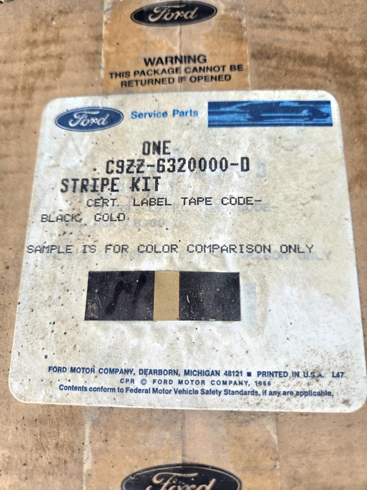Nos 1969 Ford Mustang Mach 1 Black Stripe Kit SEALED C9ZZ-632000-D  Orignal Box 