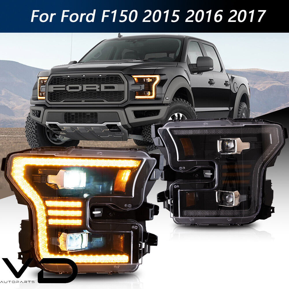 VLAND LED Headlights For Ford F150 Front Head Lamps Start Up Animation 2015-2017