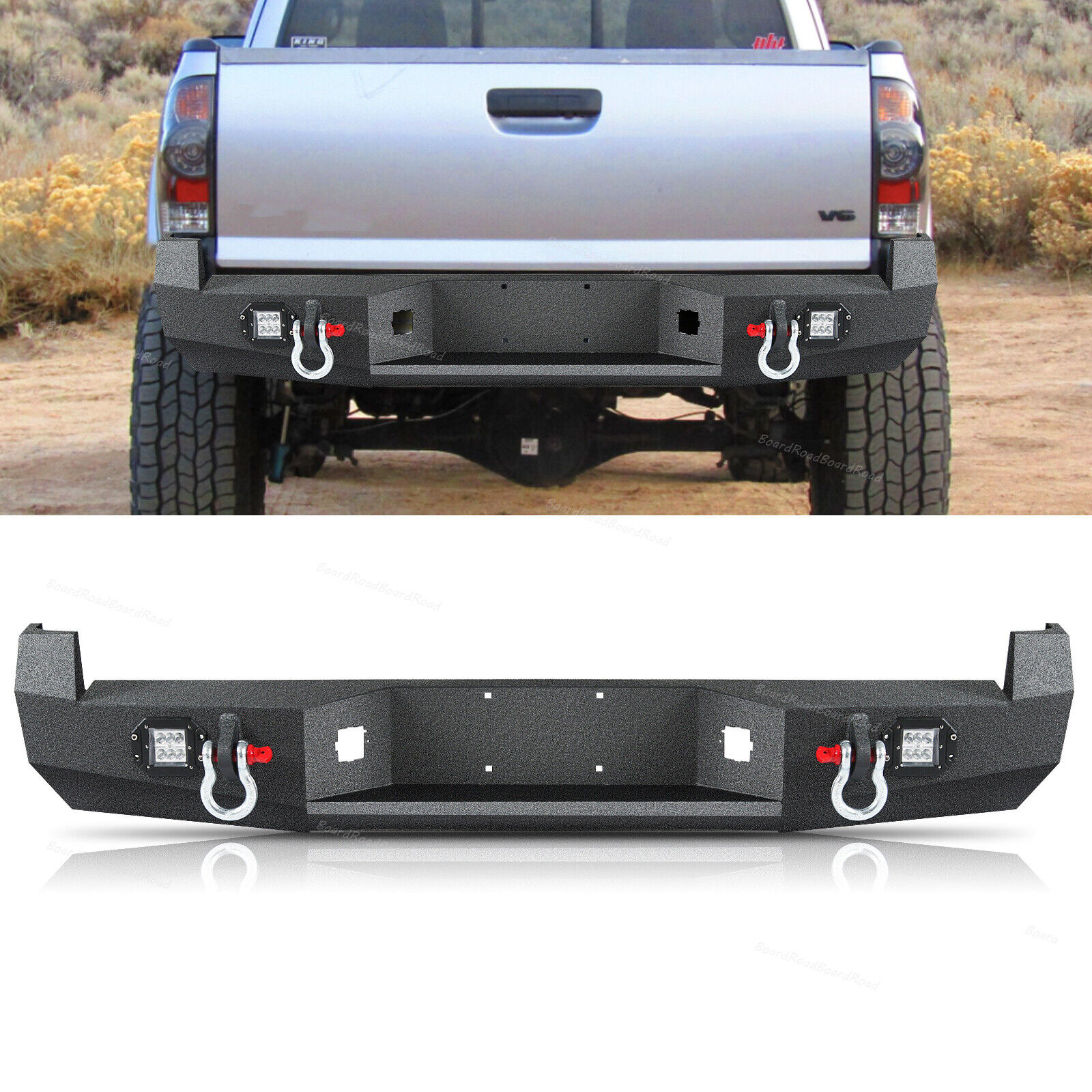 Fit for 2005-2015 Toyota Tacoma Textured Rear Bumper W/ License Plate Hole