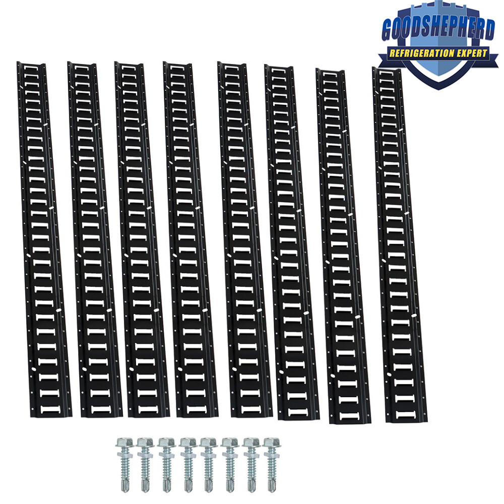 Black E Track Tie Down Rail Kit 5\' E Track 8Pcs Bar Rails Powder Coated Steel