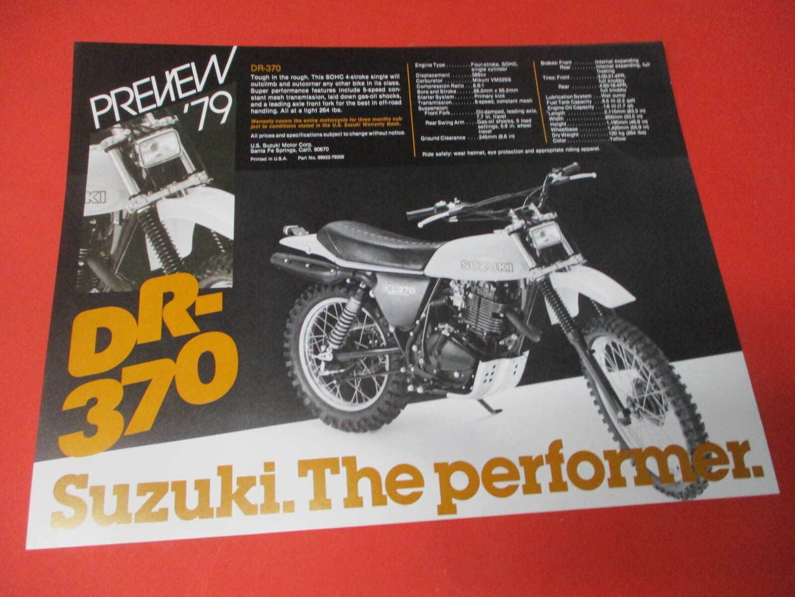 NOS NEW OEM ORIGINAL SUZUKI BROCHURE 1979 DR370 SP370 NOS NEW OEM ORIGINAL SUZUKI BROCHURE 1979 DR370 SP370