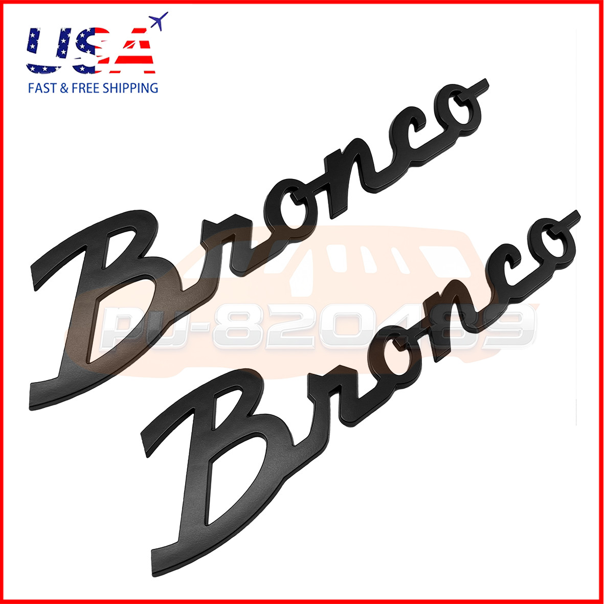 2PCS Set 2021-26 For Bronco Matte Black Letter Script Fender Emblems M-1447-BSMB 2PCS Set 2021-26 For Bronco Matte Black Letter Script Fender Emblems M-1447-BSMB