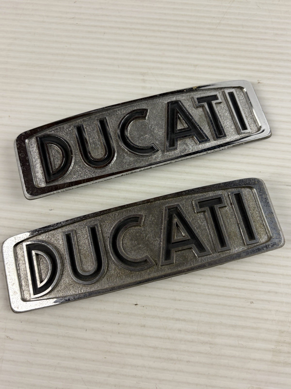 Ducati Bevel Drive 750GT Gas Tank Badges 1973 1974 Ducati Bevel Drive 750GT Gas Tank Badges 1973 1974