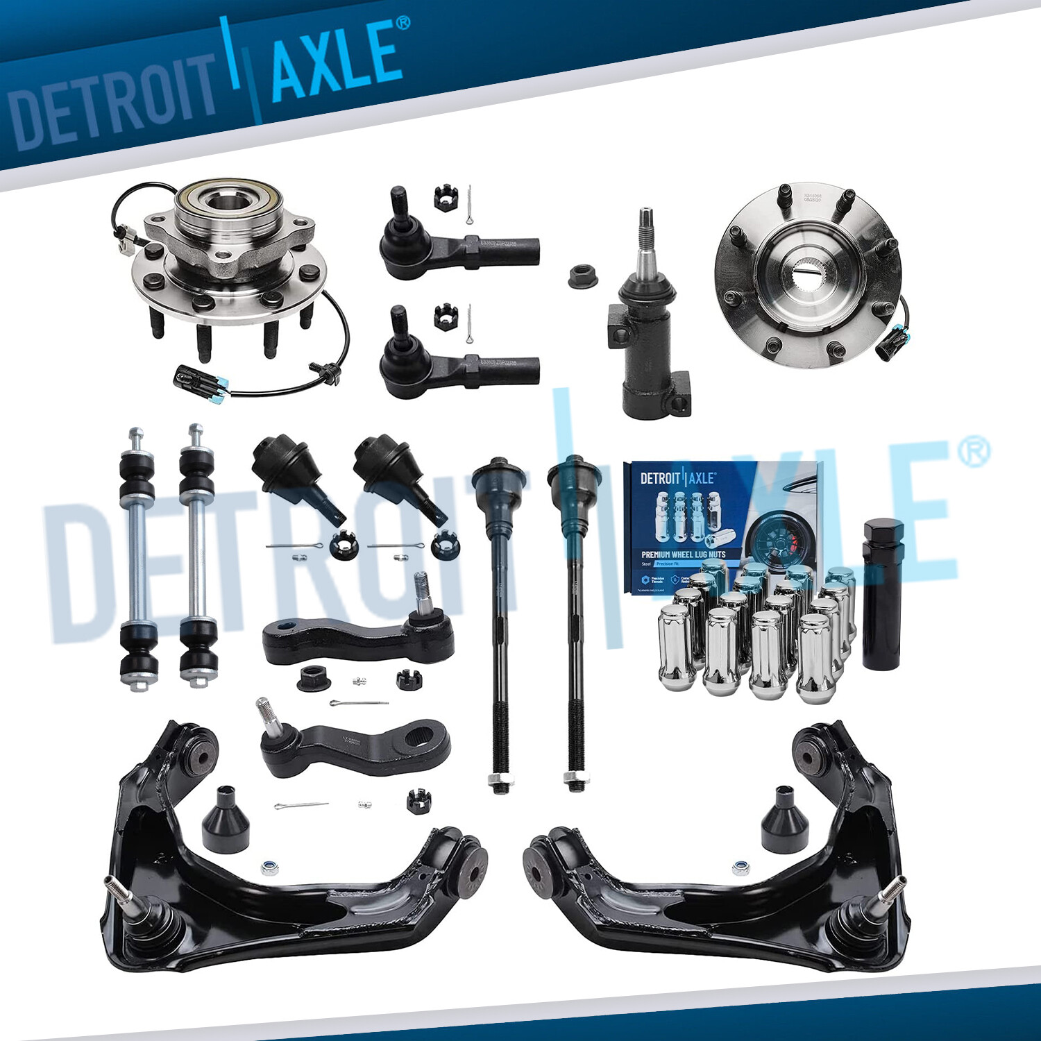 17pc Front Wheel Bearing Hub Control Arm Suspension Kit for Silverado 2500 3500