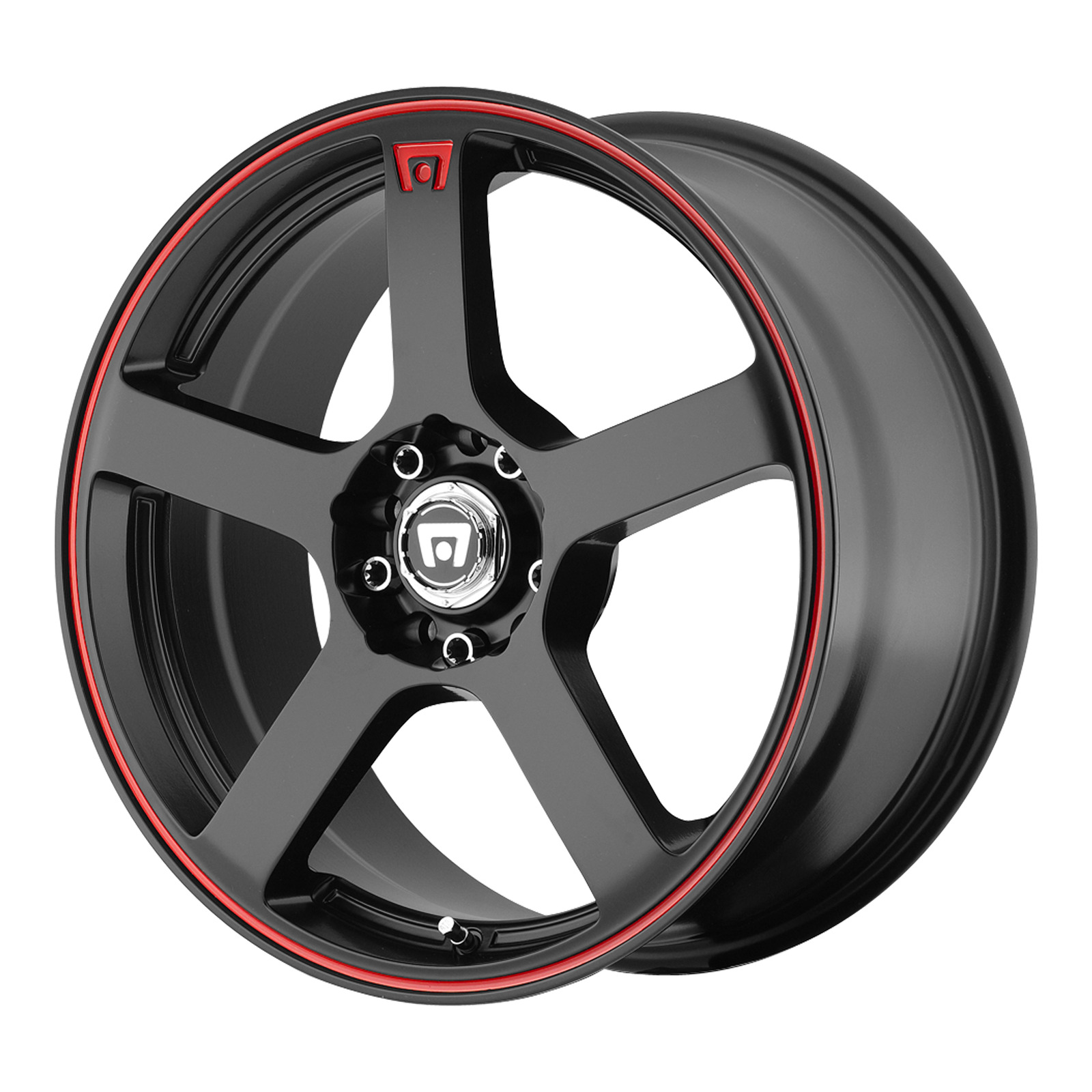 17x7 Motegi MR116 FS5 Matte Black Red Racing Stripe Wheel 5x100/5x4.5 (40mm)