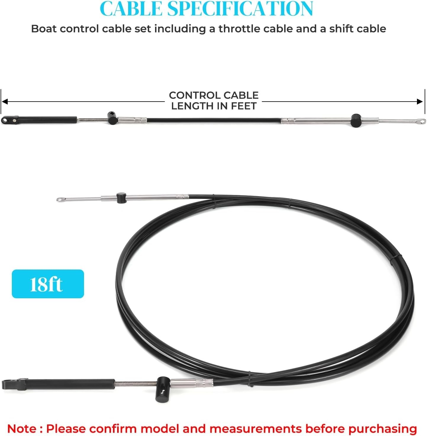 2pcs Gen1/Gen2 Boat Throttle and Shift Cables For Mercury 600A/4000 18ft Gen 1 2pcs Gen1/Gen2 Boat Throttle and Shift Cables For Mercury 600A/4000 18ft Gen 1