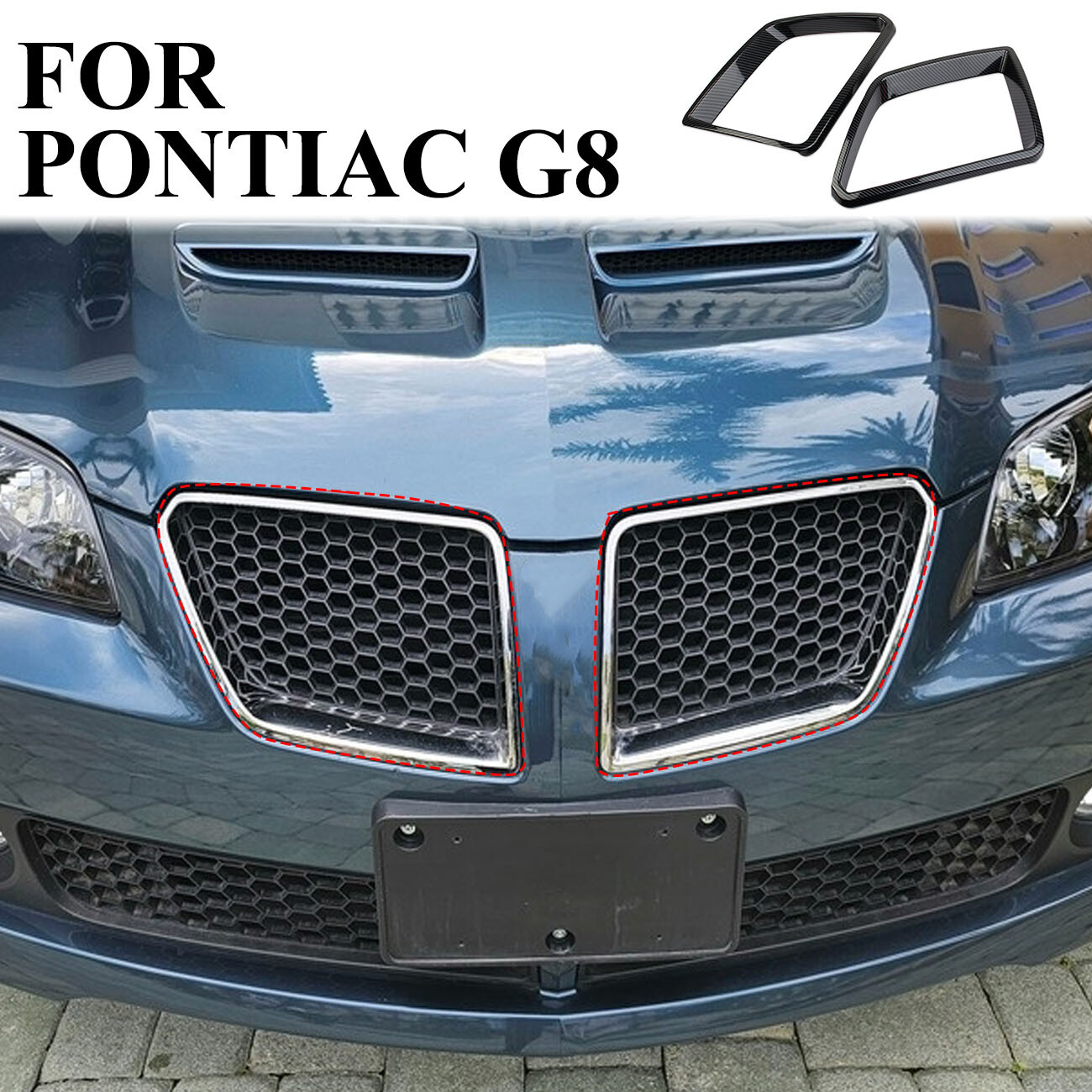 Carbon style exterior front honeycomb grille frame cover trim For Pontiac G8
