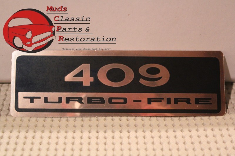 62-65 Chevy 409 Turbo-Fire Valve Cover Decal Gold and Black 62-65 Chevy 409 Turbo-Fire Valve Cover Decal Gold and Black