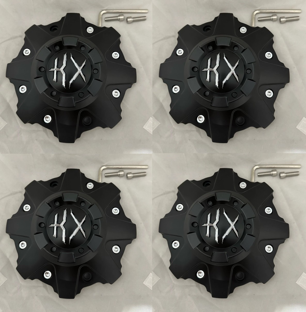 4 Cap Deal - KX OffRoad Matte Black Wheel Center Cap C-506-1 C-506-UP w/ Screws