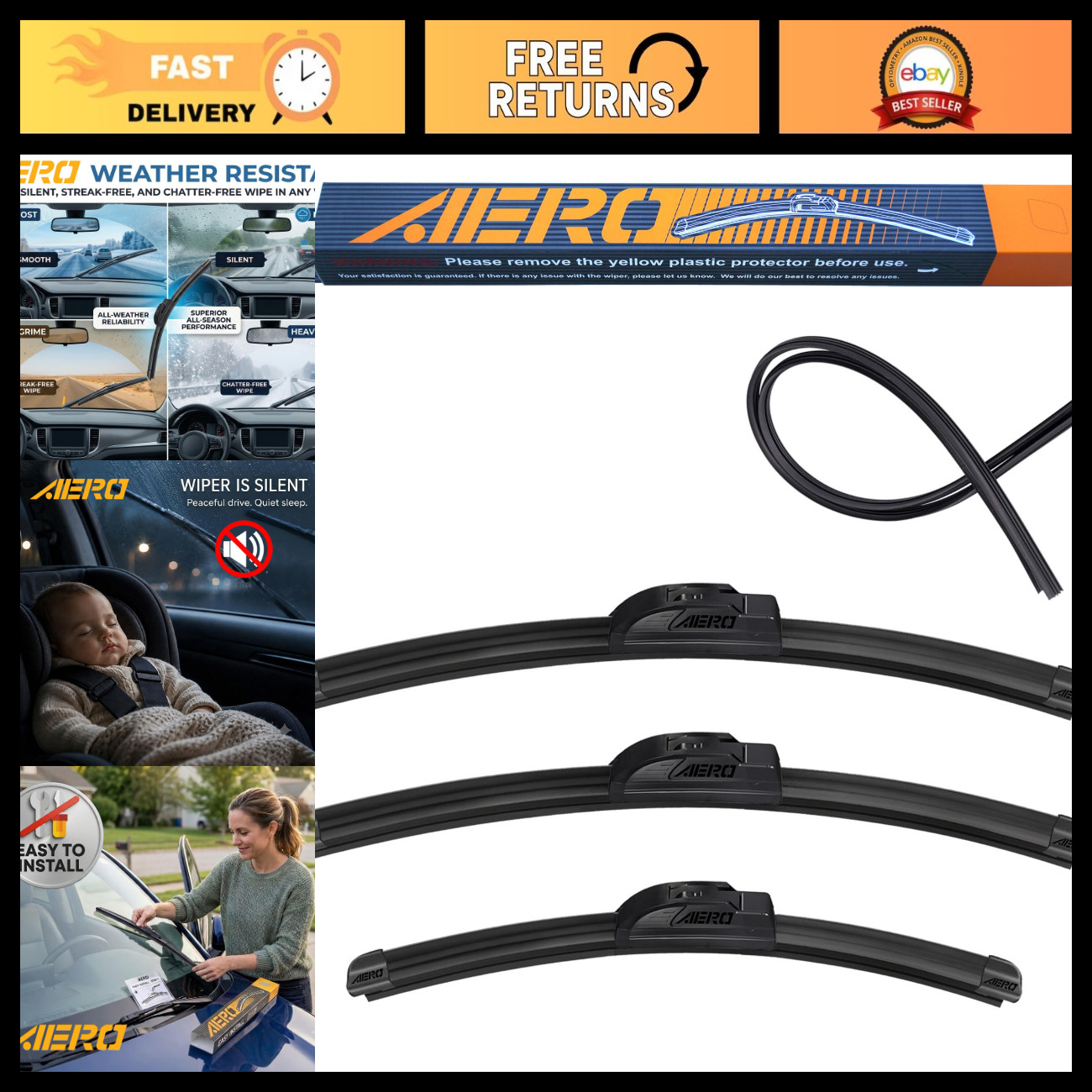 All-Season Windshield Wiper Blades Set for Toyota Celica 2000-2005, 26\