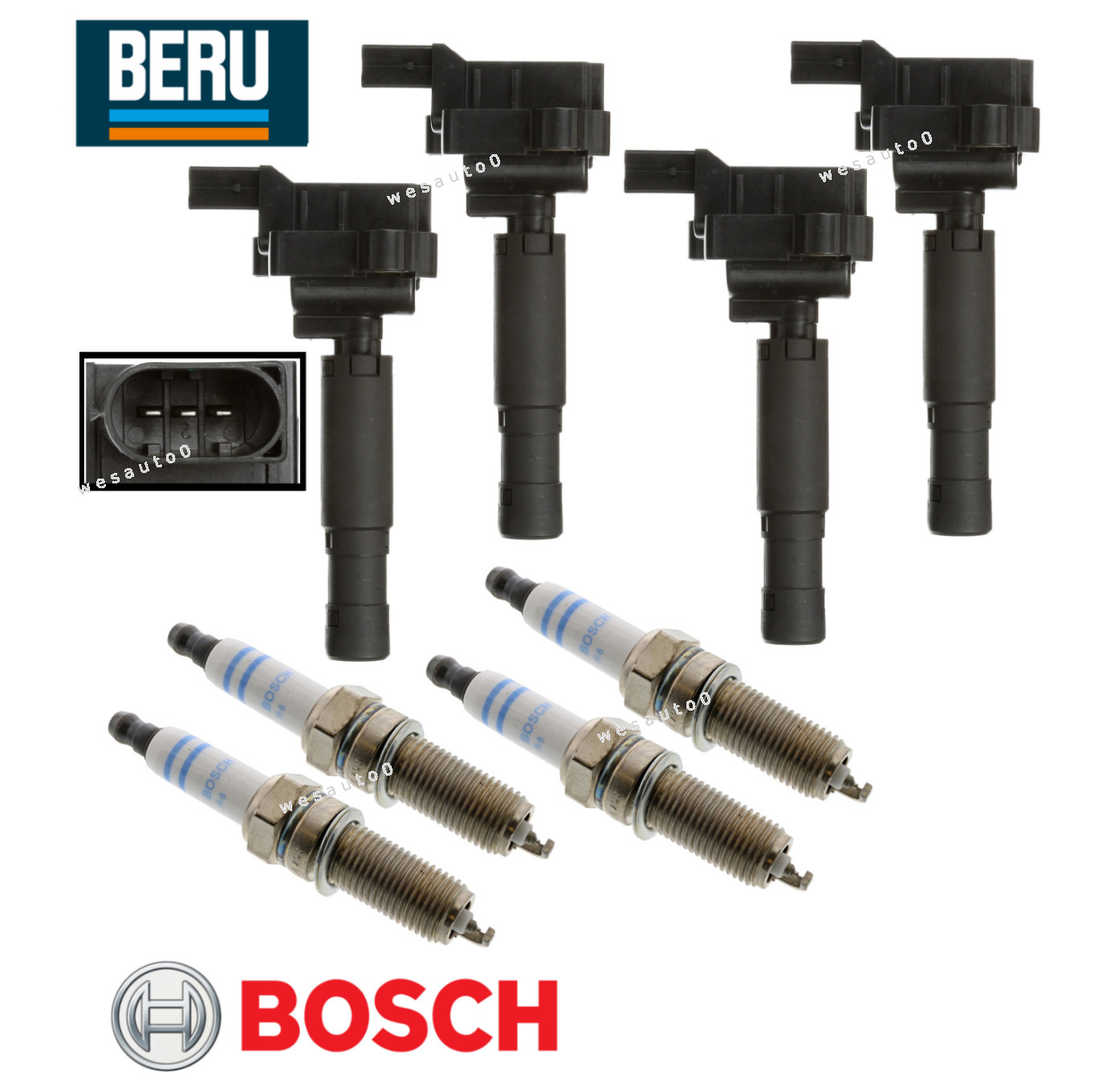 OEM Ignition Coil Spark Plug Double Platinum (4sets) for Mercedes C SLK