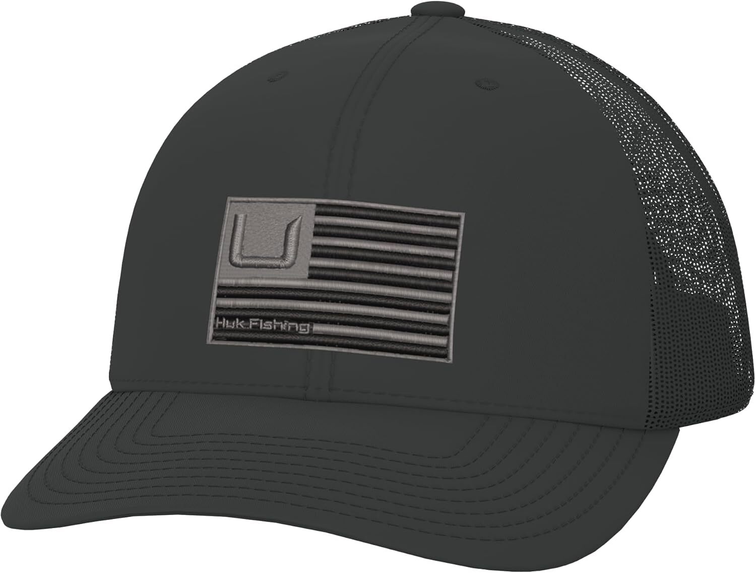 HUK Men\'s Trucker, Anti-Glare Snapback Fishing One Size, Huk and Bars - Black HUK Men\'s Trucker, Anti-Glare Snapback Fishing One Size, Huk and Bars - Black