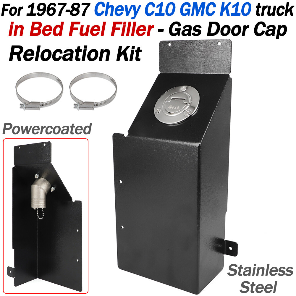 For 1967-1987 Chevy C10 GMC K10 in Bed Fuel Filler Gas Door Cap Relocation Kit For 1967-1987 Chevy C10 GMC K10 in Bed Fuel Filler Gas Door Cap Relocation Kit