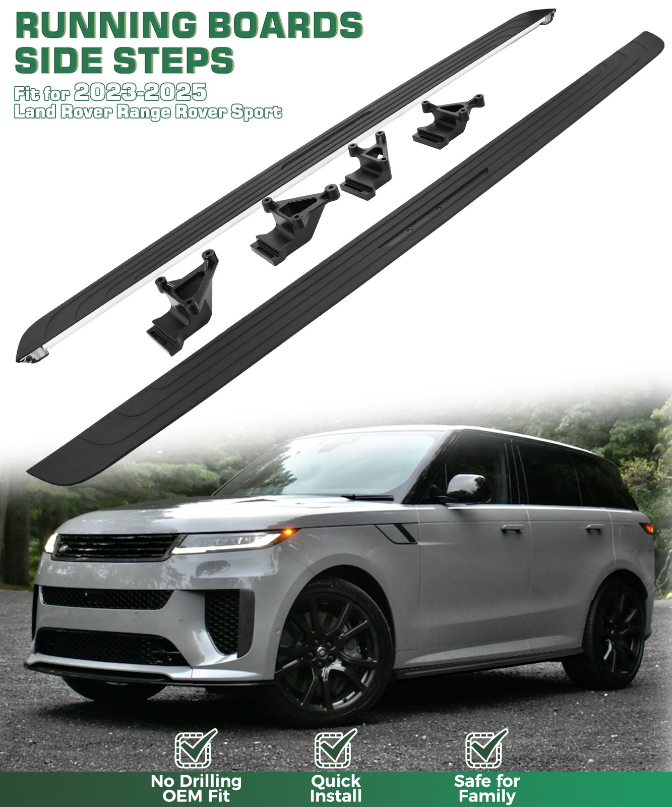 600LBS Running Boards For 2023 - 2026 Land Rover Range Rover Sport Side Steps