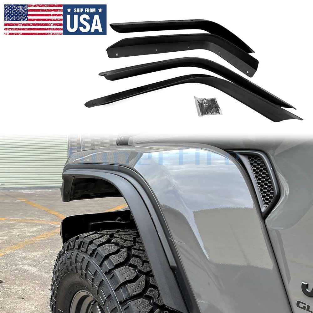 4PC Low Wheel Eyebrow Fender Flares Extensions Set for 2020-24 Jeep Gladiator JT 4PC Low Wheel Eyebrow Fender Flares Extensions Set for 2020-24 Jeep Gladiator JT