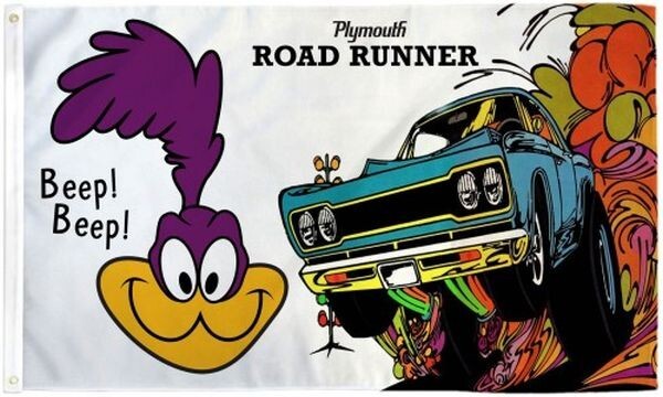 Plymouth Road Runner White Flag 3x5 FT Banner Flag Car Show Racing Garage Plymouth Road Runner White Flag 3x5 FT Banner Flag Car Show Racing Garage