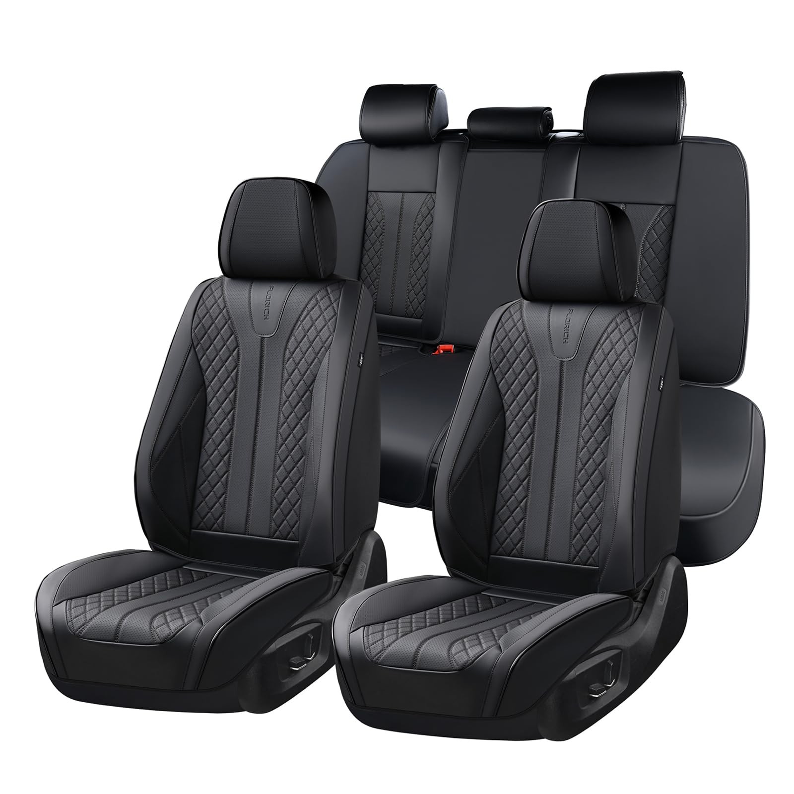 FLORICH Leather Seat Covers Full Set Seat Covers Black Cars SUV Trucks, Black FLORICH Leather Seat Covers Full Set Seat Covers Black Cars SUV Trucks, Black