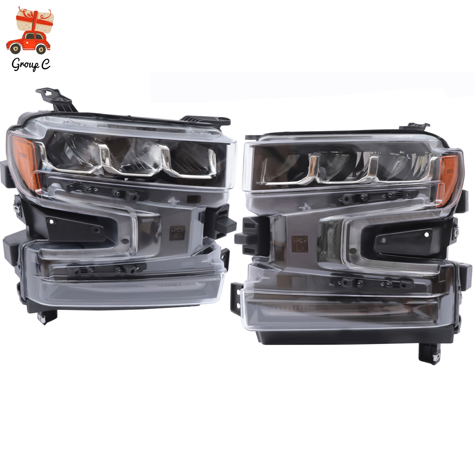 For 2019 2020 2021 Chevrolet Silverado 1500 LED Headlights Headlamps LH RH Pair
