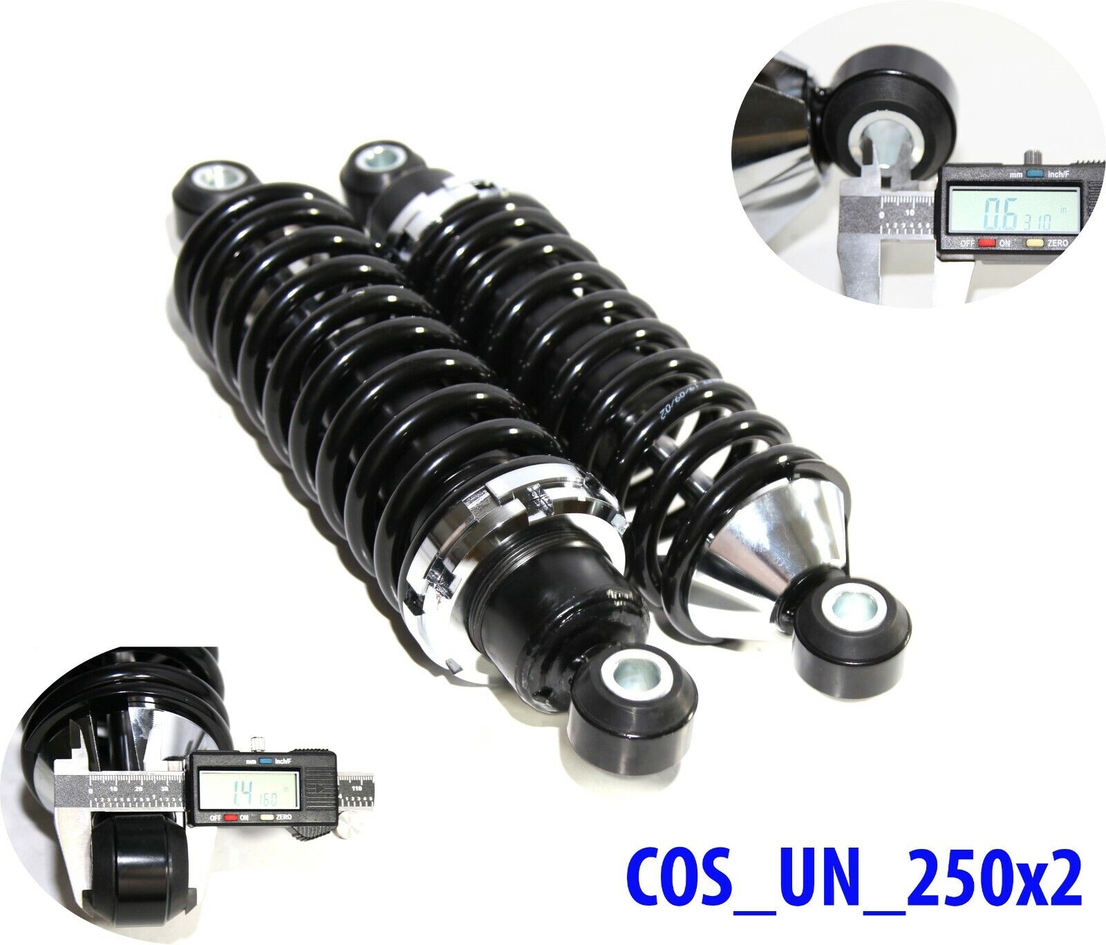 Rear Street Rod Coil Over Shock SET w/250 Pound Black Coated Springs