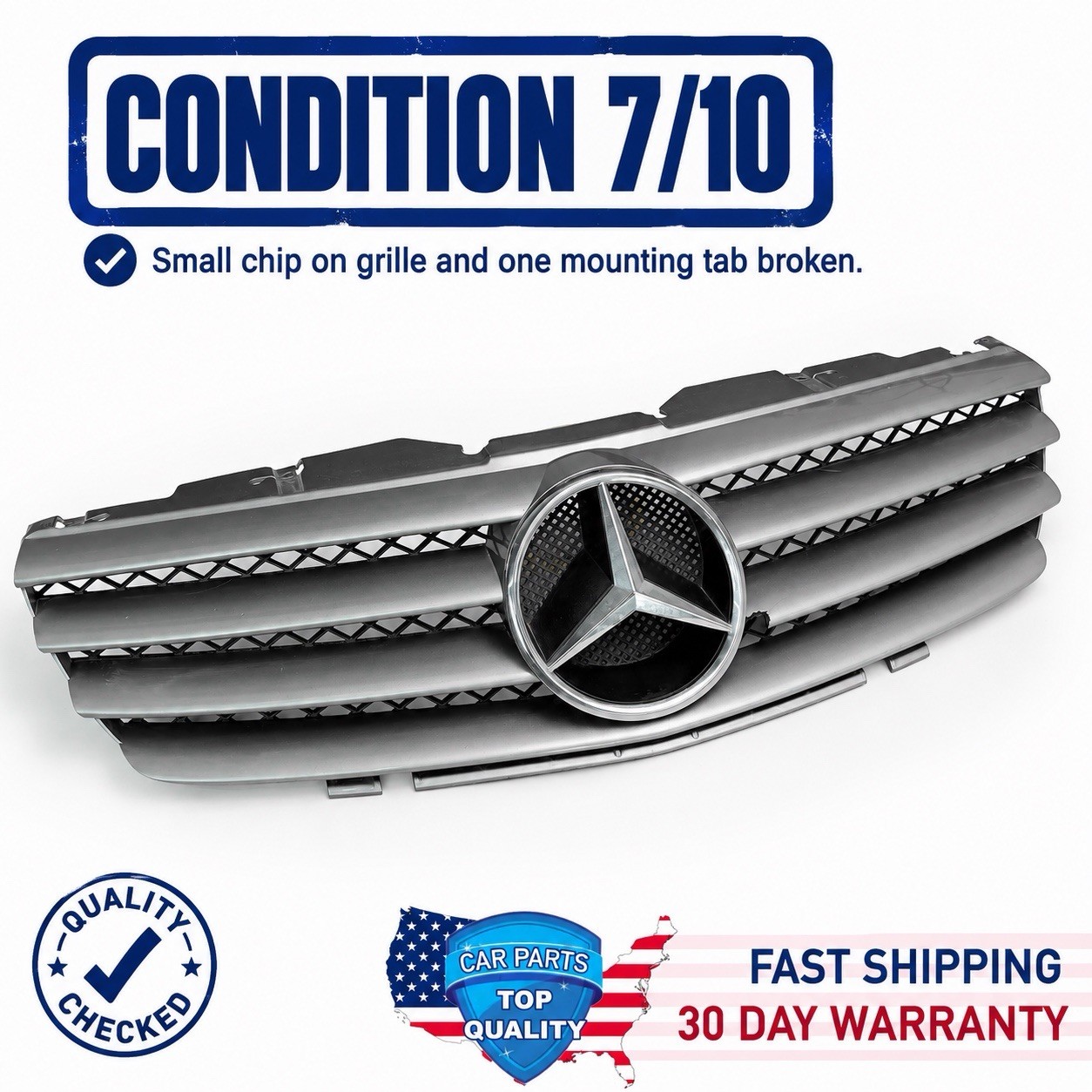 2003 - 2006 MERCEDES R230 SL-CLASS FRONT RADIATOR GRILLE TRIM A2308800583 OEM 2003 - 2006 MERCEDES R230 SL-CLASS FRONT RADIATOR GRILLE TRIM A2308800583 OEM