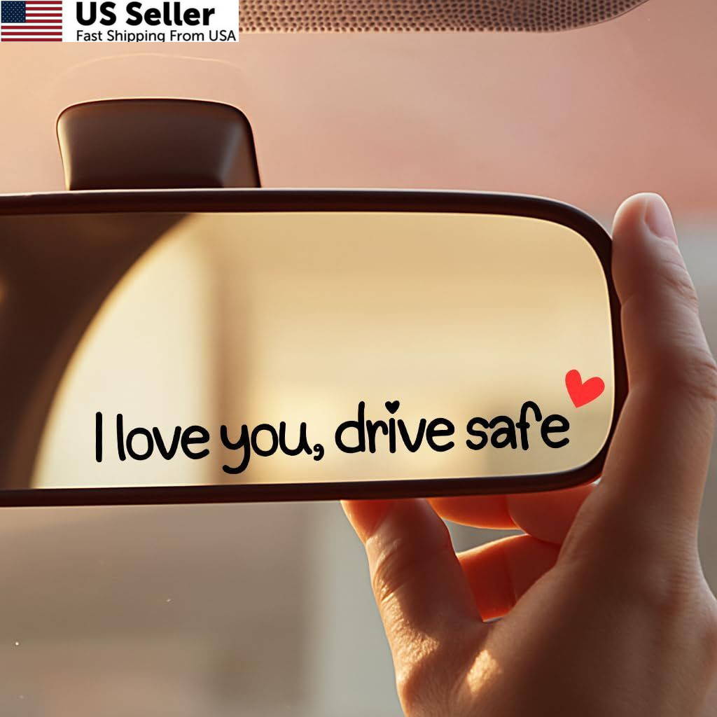 3PCS I Love You Drive Safe Mirror Sticker, Vinyl Car Black and Red Heart 3PCS I Love You Drive Safe Mirror Sticker, Vinyl Car Black and Red Heart